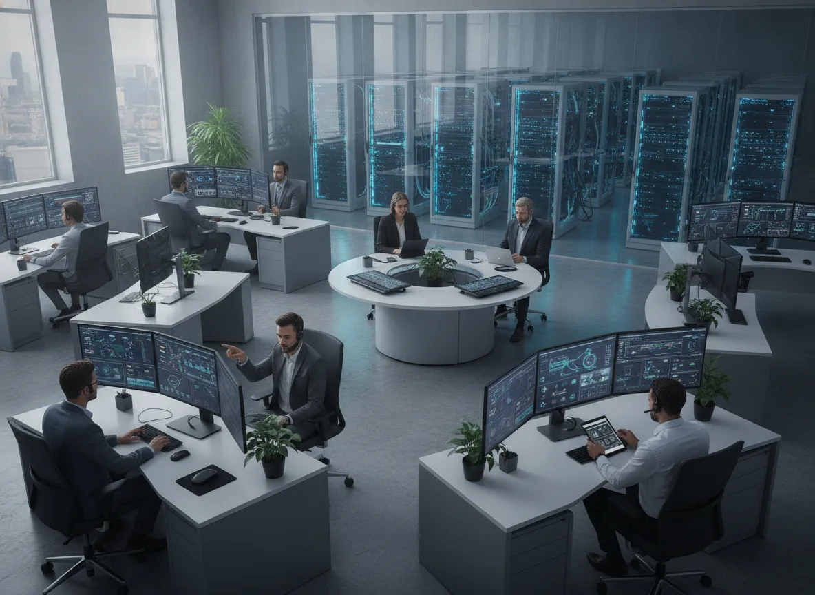 modern web hosting support team in a clean